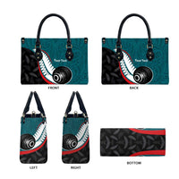 Personalised Aotearoa Lawn Bowls Leather Bag Maori and Silver Fern Sporty Style Teal Color LT03 - Polynesian Pride