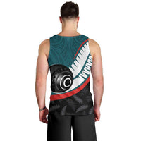 Personalised Aotearoa Lawn Bowls Men Tank Top Maori and Silver Fern Sporty Style Teal Color LT03 - Polynesian Pride