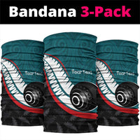 Personalised Aotearoa Lawn Bowls Neck Gaiter Maori and Silver Fern Sporty Style Teal Color LT03 package One Size: 25*50cm Teal - Polynesian Pride