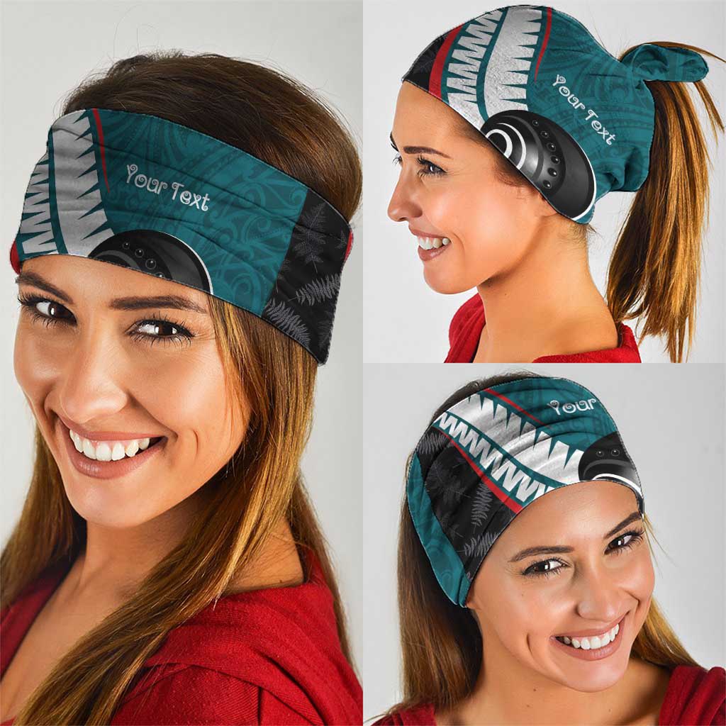 Personalised Aotearoa Lawn Bowls Neck Gaiter Maori and Silver Fern Sporty Style Teal Color LT03 - Polynesian Pride
