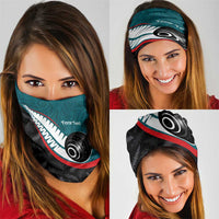 Personalised Aotearoa Lawn Bowls Neck Gaiter Maori and Silver Fern Sporty Style Teal Color LT03 - Polynesian Pride