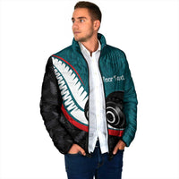 Personalised Aotearoa Lawn Bowls Padded Jacket Maori and Silver Fern Sporty Style Teal Color LT03 - Polynesian Pride