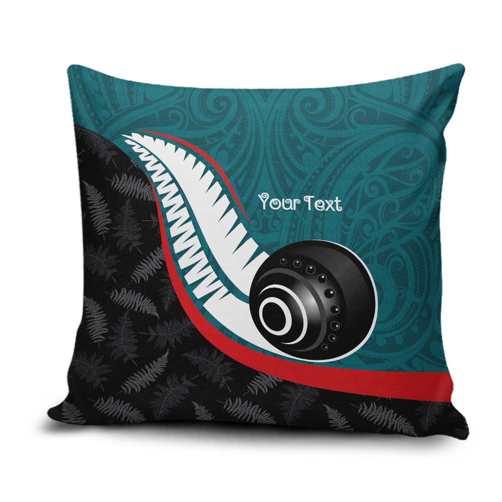 Personalised Aotearoa Lawn Bowls Pillow Cover Maori and Silver Fern Sporty Style Teal Color LT03 Teal - Polynesian Pride