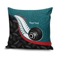 Personalised Aotearoa Lawn Bowls Pillow Cover Maori and Silver Fern Sporty Style Teal Color LT03 Teal - Polynesian Pride