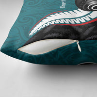 Personalised Aotearoa Lawn Bowls Pillow Cover Maori and Silver Fern Sporty Style Teal Color LT03 - Polynesian Pride