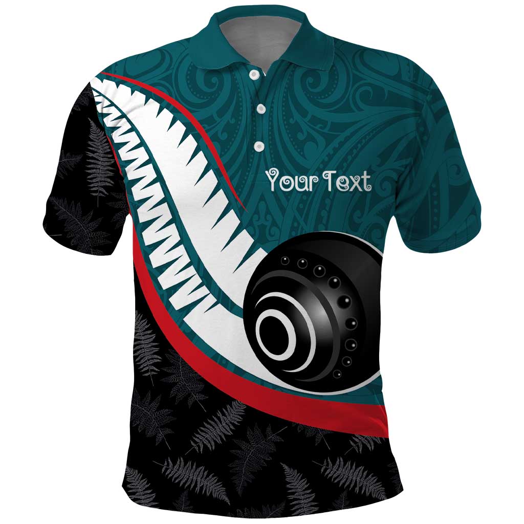 Personalised Aotearoa Lawn Bowls Polo Shirt Maori and Silver Fern Sporty Style Teal Color LT03 Teal - Polynesian Pride