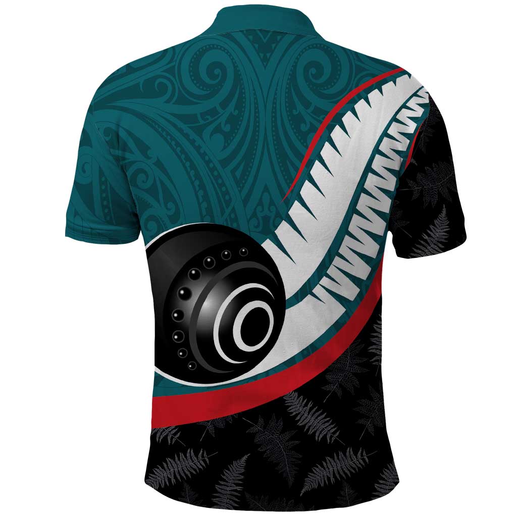 Personalised Aotearoa Lawn Bowls Polo Shirt Maori and Silver Fern Sporty Style Teal Color LT03 - Polynesian Pride