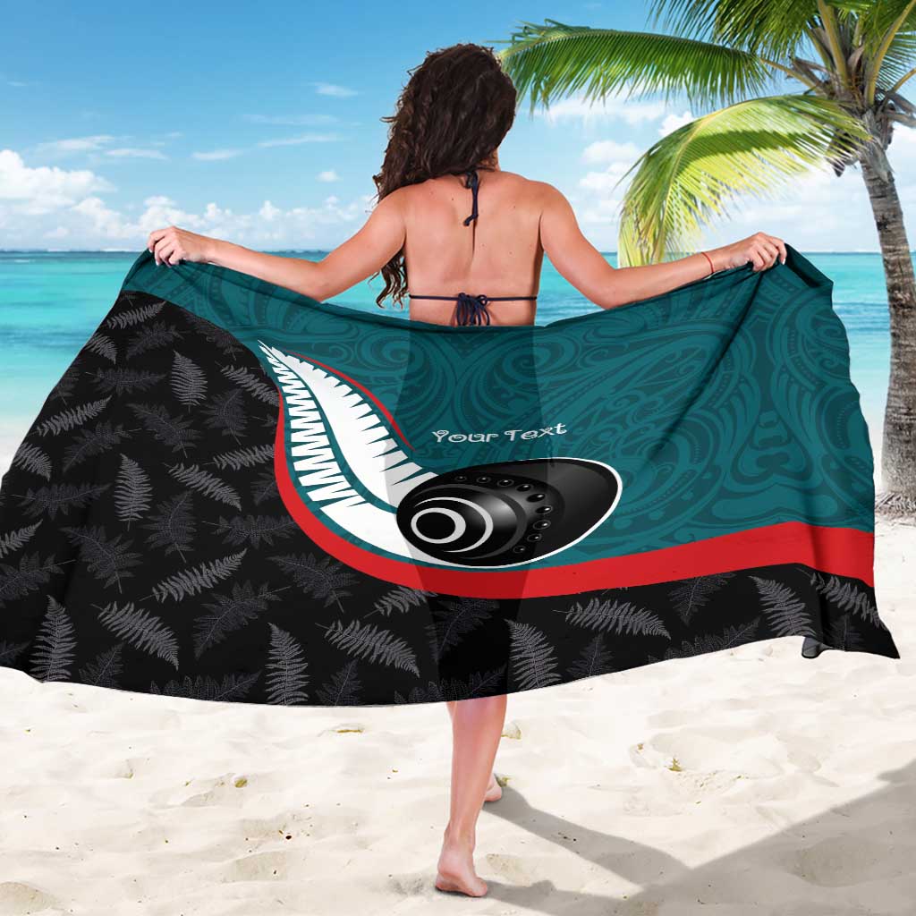 Personalised Aotearoa Lawn Bowls Sarong Maori and Silver Fern Sporty Style Teal Color LT03 - Polynesian Pride
