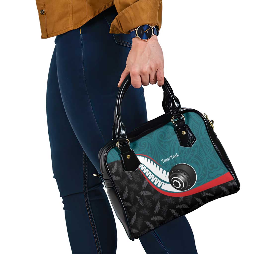 Personalised Aotearoa Lawn Bowls Shoulder Handbag Maori and Silver Fern Sporty Style Teal Color LT03 - Polynesian Pride