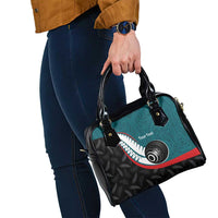 Personalised Aotearoa Lawn Bowls Shoulder Handbag Maori and Silver Fern Sporty Style Teal Color LT03 - Polynesian Pride