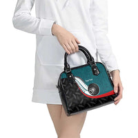 Personalised Aotearoa Lawn Bowls Shoulder Handbag Maori and Silver Fern Sporty Style Teal Color LT03 - Polynesian Pride