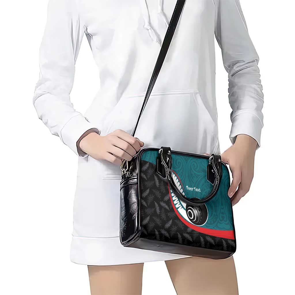 Personalised Aotearoa Lawn Bowls Shoulder Handbag Maori and Silver Fern Sporty Style Teal Color LT03 - Polynesian Pride