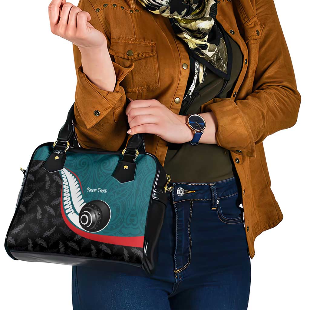 Personalised Aotearoa Lawn Bowls Shoulder Handbag Maori and Silver Fern Sporty Style Teal Color LT03 - Polynesian Pride