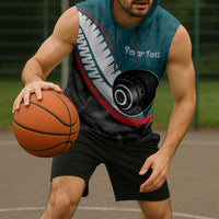 Personalised Aotearoa Lawn Bowls Sleeveless Hoodie Maori and Silver Fern Sporty Style Teal Color LT03 - Polynesian Pride