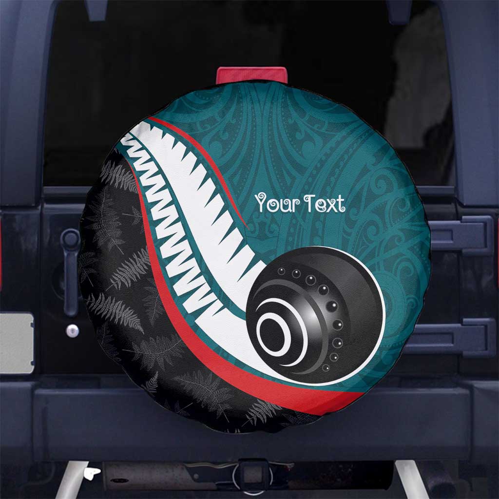 Personalised Aotearoa Lawn Bowls Spare Tire Cover Maori and Silver Fern Sporty Style Teal Color LT03 No hole Teal - Polynesian Pride