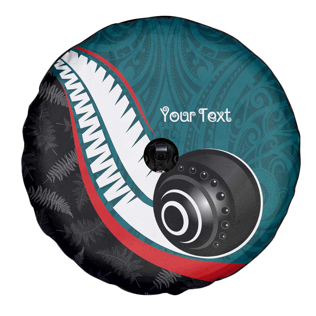 Personalised Aotearoa Lawn Bowls Spare Tire Cover Maori and Silver Fern Sporty Style Teal Color LT03 - Polynesian Pride