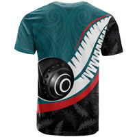 Personalised Aotearoa Lawn Bowls T Shirt Maori and Silver Fern Sporty Style Teal Color LT03 - Polynesian Pride