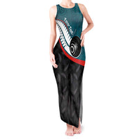 Personalised Aotearoa Lawn Bowls Tank Maxi Dress Maori and Silver Fern Sporty Style Teal Color LT03 Women Teal - Polynesian Pride