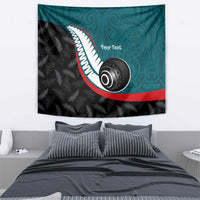 Personalised Aotearoa Lawn Bowls Tapestry Maori and Silver Fern Sporty Style Teal Color LT03 - Polynesian Pride