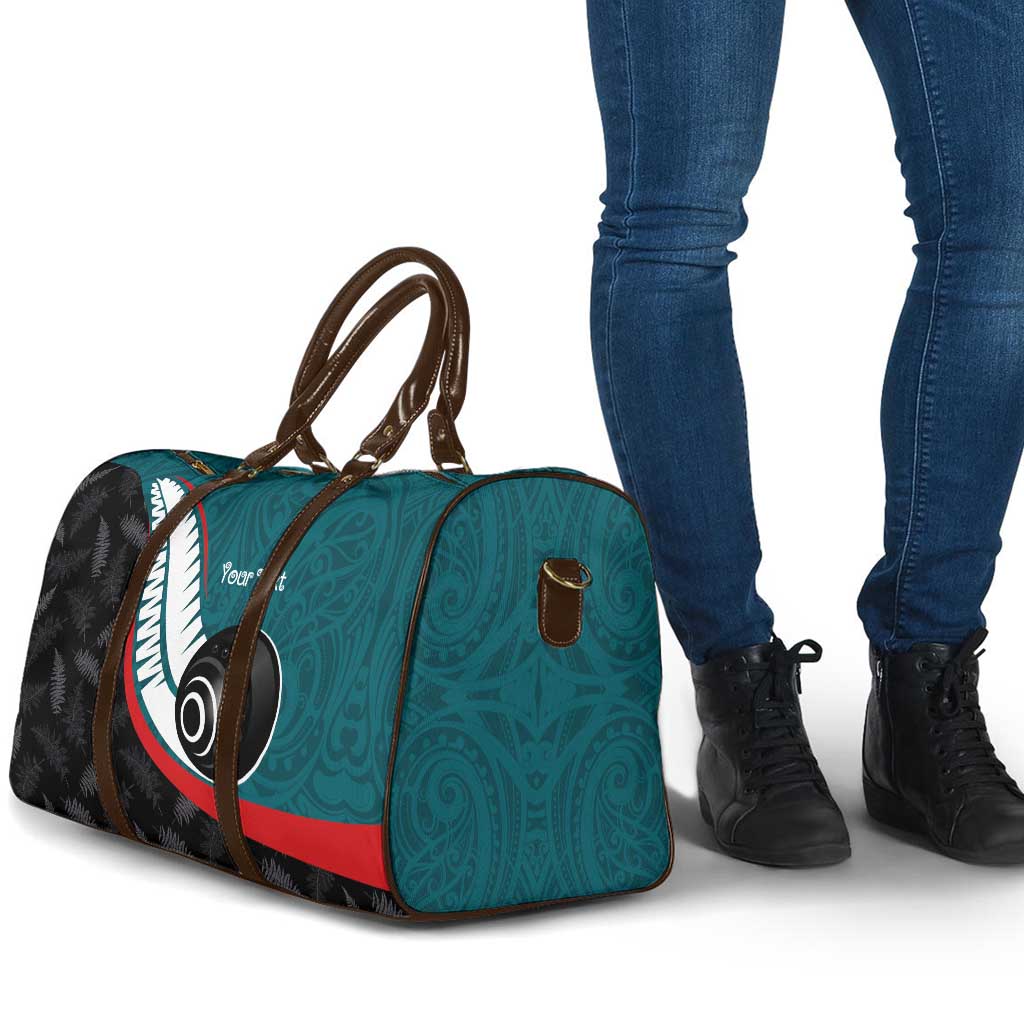 Personalised Aotearoa Lawn Bowls Travel Bag Maori and Silver Fern Sporty Style Teal Color LT03 - Polynesian Pride