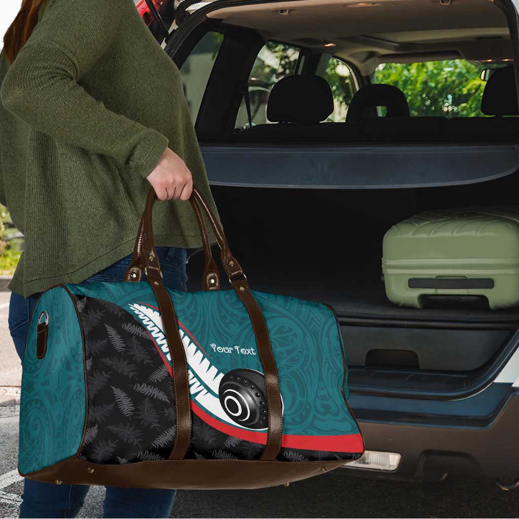 Personalised Aotearoa Lawn Bowls Travel Bag Maori and Silver Fern Sporty Style Teal Color LT03 - Polynesian Pride