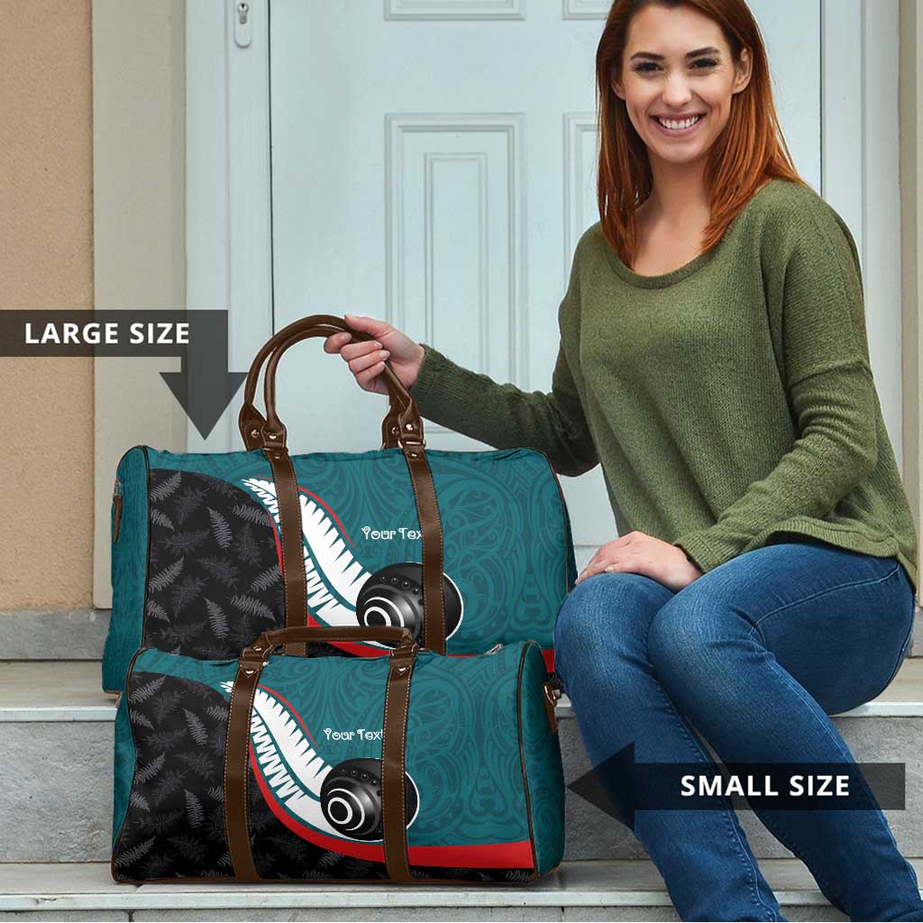 Personalised Aotearoa Lawn Bowls Travel Bag Maori and Silver Fern Sporty Style Teal Color LT03 - Polynesian Pride