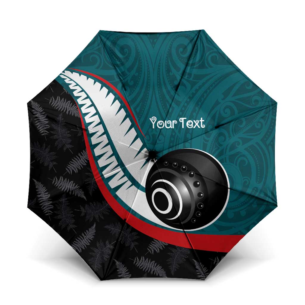 Personalised Aotearoa Lawn Bowls Umbrella Maori and Silver Fern Sporty Style Teal Color LT03 One Size Folded 11.42 inch Opened Diameter 37.4 inch Teal - Polynesian Pride