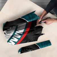 Personalised Aotearoa Lawn Bowls Umbrella Maori and Silver Fern Sporty Style Teal Color LT03 - Polynesian Pride