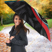 Personalised Aotearoa Lawn Bowls Umbrella Maori and Silver Fern Sporty Style Teal Color LT03 - Polynesian Pride