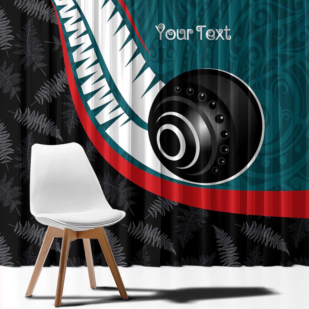 Personalised Aotearoa Lawn Bowls Window Curtain Maori and Silver Fern Sporty Style Teal Color LT03 - Polynesian Pride