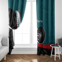 Personalised Aotearoa Lawn Bowls Window Curtain Maori and Silver Fern Sporty Style Teal Color LT03 - Polynesian Pride