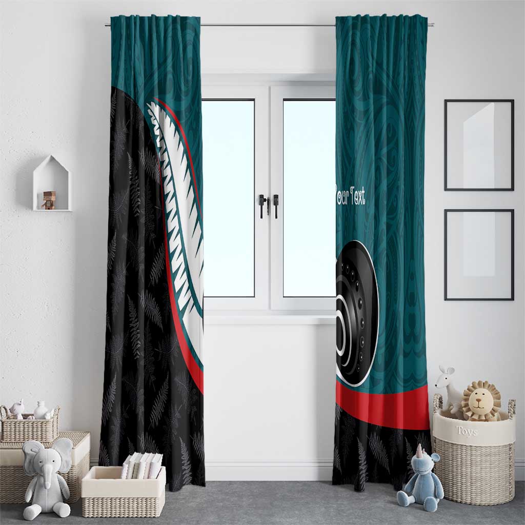 Personalised Aotearoa Lawn Bowls Window Curtain Maori and Silver Fern Sporty Style Teal Color LT03 - Polynesian Pride