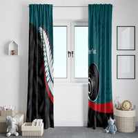 Personalised Aotearoa Lawn Bowls Window Curtain Maori and Silver Fern Sporty Style Teal Color LT03 - Polynesian Pride