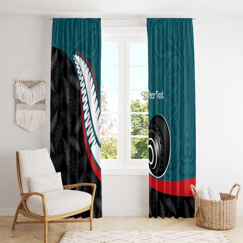 Personalised Aotearoa Lawn Bowls Window Curtain Maori and Silver Fern Sporty Style Teal Color LT03 - Polynesian Pride