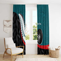 Personalised Aotearoa Lawn Bowls Window Curtain Maori and Silver Fern Sporty Style Teal Color LT03 - Polynesian Pride