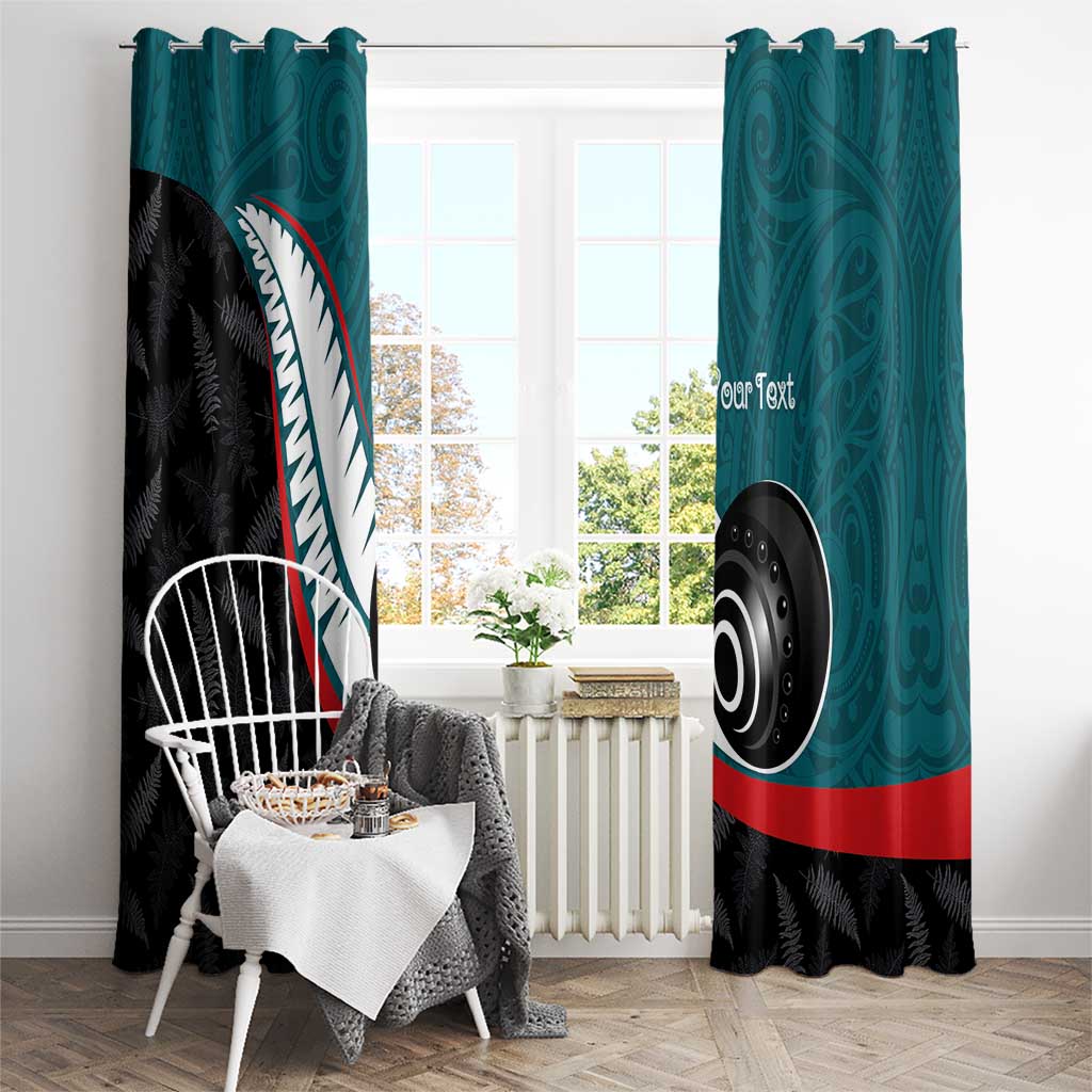 Personalised Aotearoa Lawn Bowls Window Curtain Maori and Silver Fern Sporty Style Teal Color LT03 - Polynesian Pride