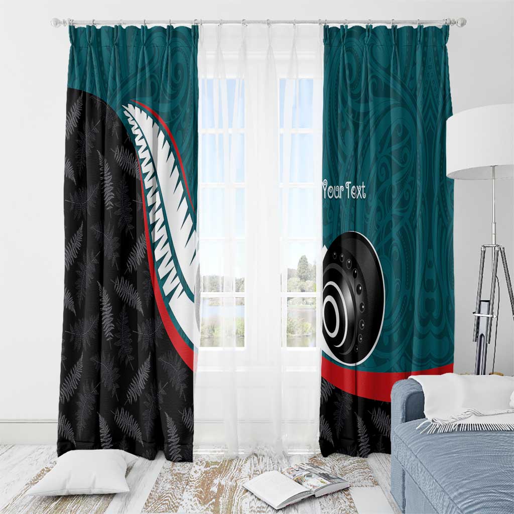 Personalised Aotearoa Lawn Bowls Window Curtain Maori and Silver Fern Sporty Style Teal Color LT03 - Polynesian Pride