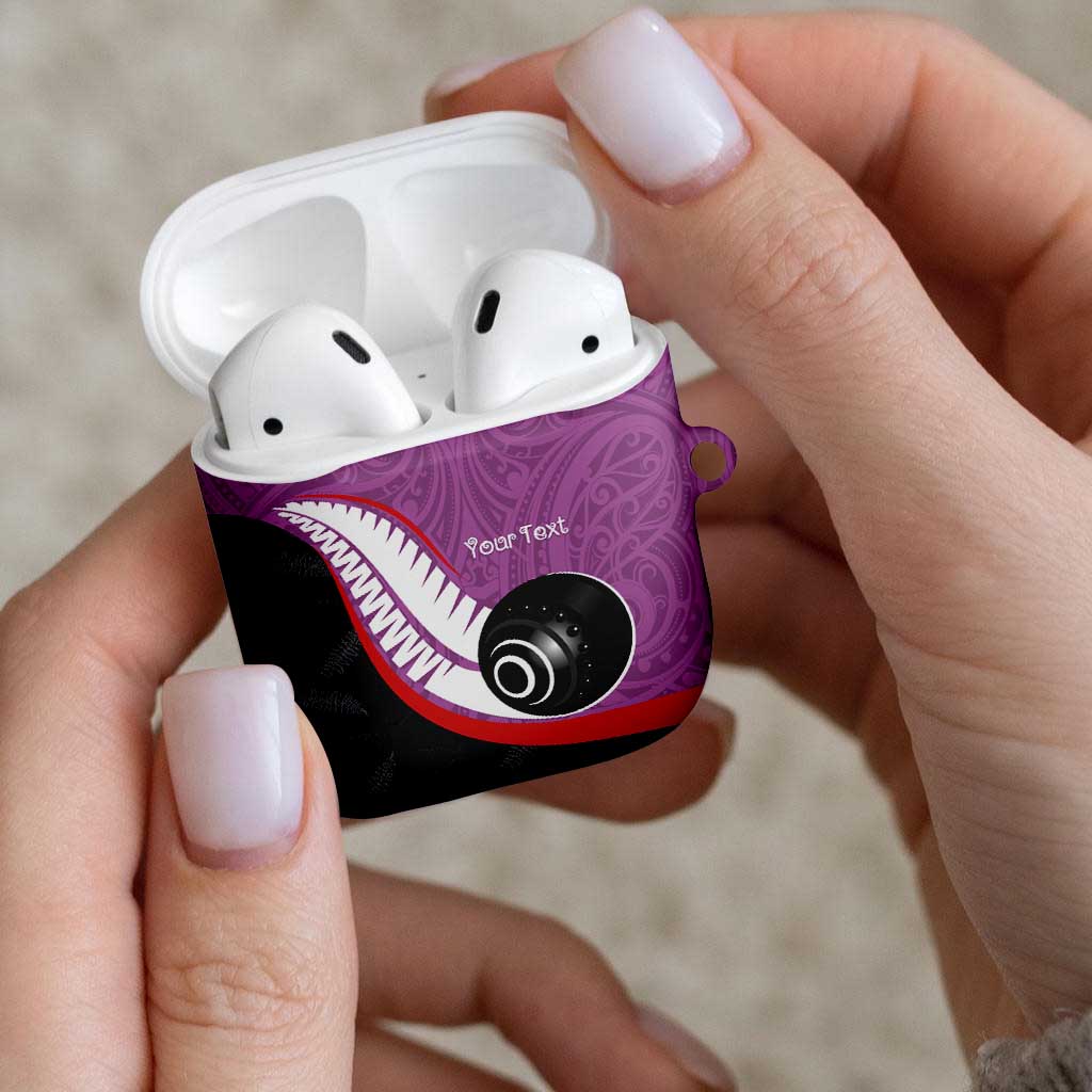 Personalised Aotearoa Lawn Bowls AirPods Case Maori and Silver Fern Sporty Style Pink Color LT03 - Polynesian Pride
