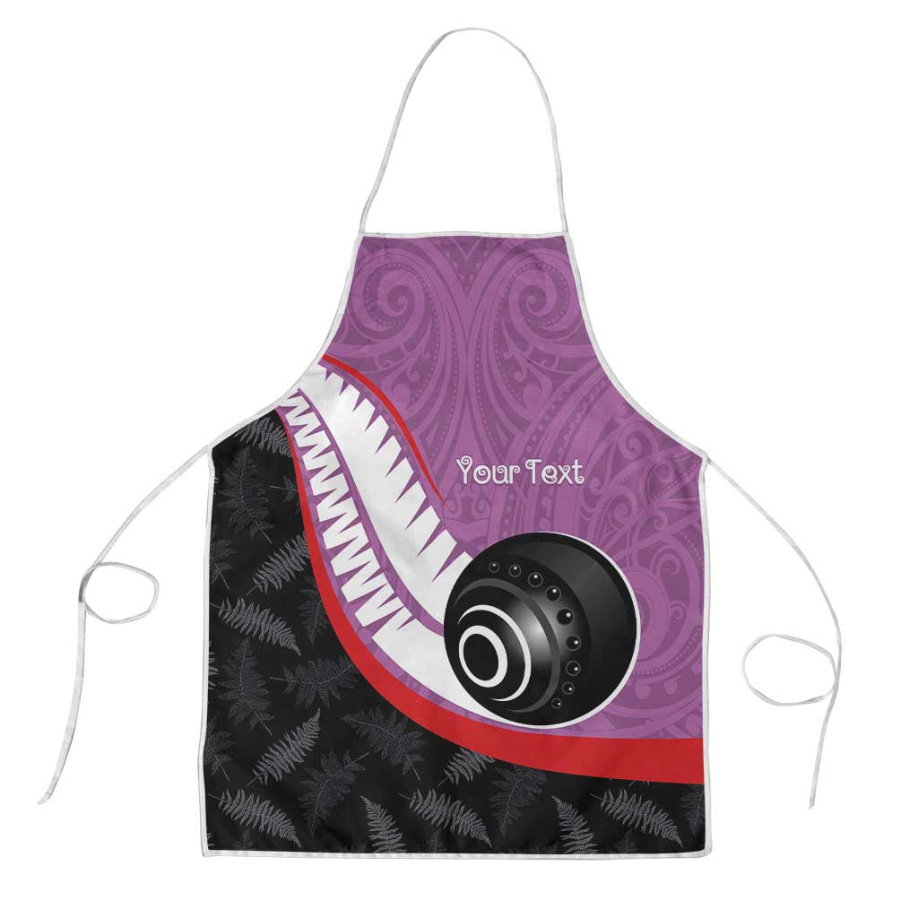 Personalised Aotearoa Lawn Bowls Apron Maori and Silver Fern Sporty Style Pink Color LT03 Pink - Polynesian Pride
