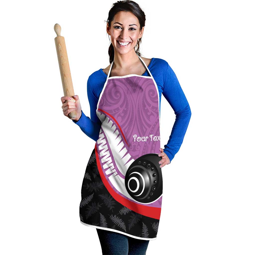 Personalised Aotearoa Lawn Bowls Apron Maori and Silver Fern Sporty Style Pink Color LT03 - Polynesian Pride