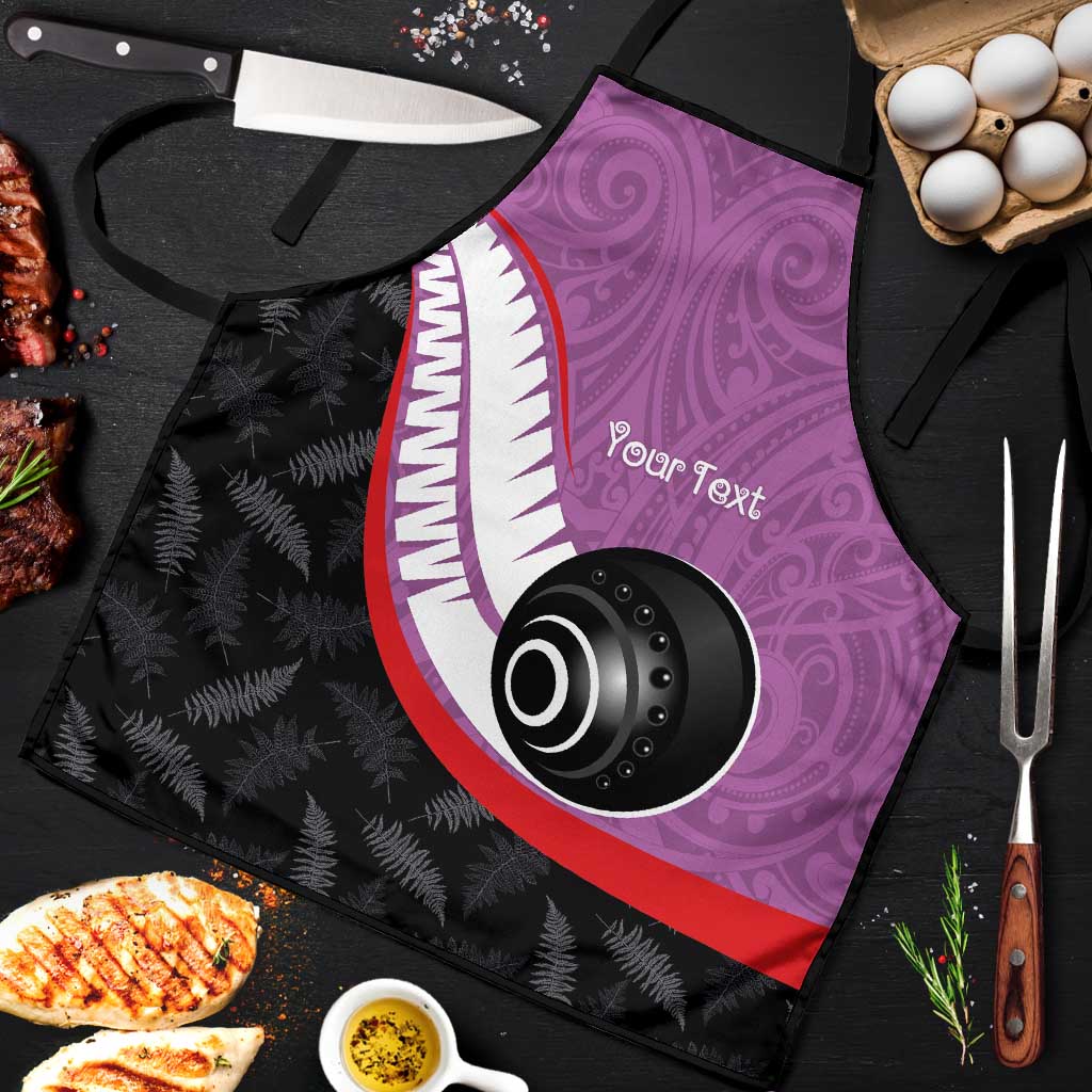 Personalised Aotearoa Lawn Bowls Apron Maori and Silver Fern Sporty Style Pink Color LT03 Pink - Polynesian Pride