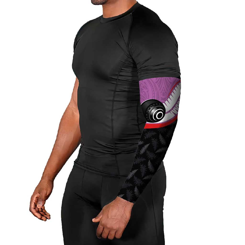 Personalised Aotearoa Lawn Bowls Arm Sleeves Maori and Silver Fern Sporty Style Pink Color LT03 - Polynesian Pride