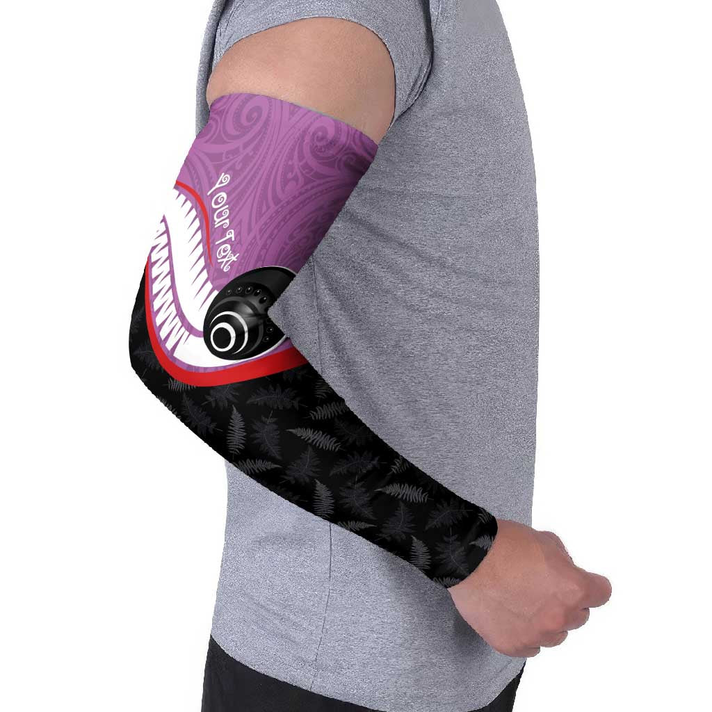 Personalised Aotearoa Lawn Bowls Arm Sleeves Maori and Silver Fern Sporty Style Pink Color LT03 - Polynesian Pride