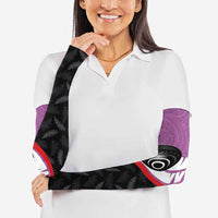 Personalised Aotearoa Lawn Bowls Arm Sleeves Maori and Silver Fern Sporty Style Pink Color LT03 - Polynesian Pride