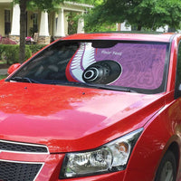 Personalised Aotearoa Lawn Bowls Auto Sun Shade Maori and Silver Fern Sporty Style Pink Color LT03 - Polynesian Pride