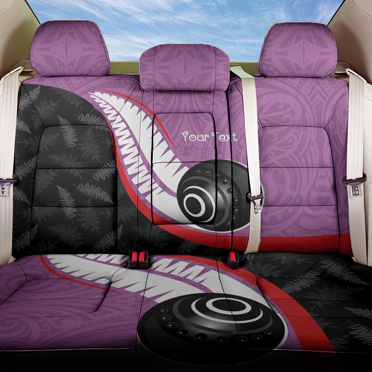 Personalised Aotearoa Lawn Bowls Back Car Seat Cover Maori and Silver Fern Sporty Style Pink Color LT03 One Size Pink - Polynesian Pride