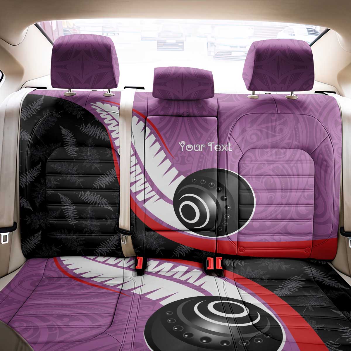 Personalised Aotearoa Lawn Bowls Back Car Seat Cover Maori and Silver Fern Sporty Style Pink Color LT03 - Polynesian Pride