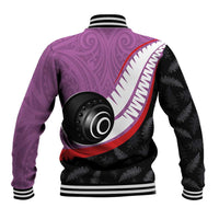 Personalised Aotearoa Lawn Bowls Baseball Jacket Maori and Silver Fern Sporty Style Pink Color LT03 - Polynesian Pride