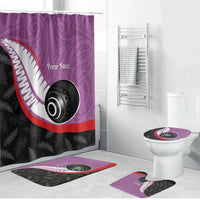 Personalised Aotearoa Lawn Bowls Bathroom Set Maori and Silver Fern Sporty Style Pink Color LT03 Bathroom Set (4 pcs) Pink - Polynesian Pride