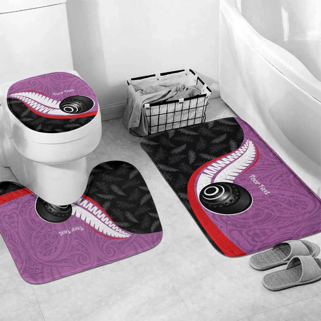 Personalised Aotearoa Lawn Bowls Bathroom Set Maori and Silver Fern Sporty Style Pink Color LT03 Mat Set Only (3 pcs) One Size Pink - Polynesian Pride